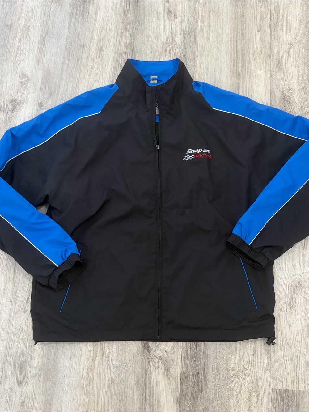 Snap-On Racing Windbreaker Jacket Men’s Size L Black Blue Nascar EUC Mechanic